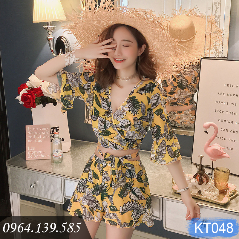 Set bơi nữ 4 chi tiết cao cấp, bộ bikini sang trọng & quần áo mặc ngoài cùng tone, chất thun lạnh Lycra siêu đẹp, tôn dáng | KT048