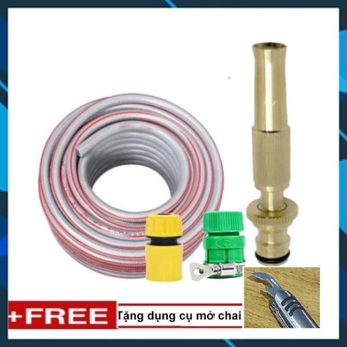 Vòi Xịt️ Bộ dây vòi xịt nước rửa xe, tưới cây , tăng áp 3 lần, loại 20m 206587 cút sập,nối vàng + mở chai