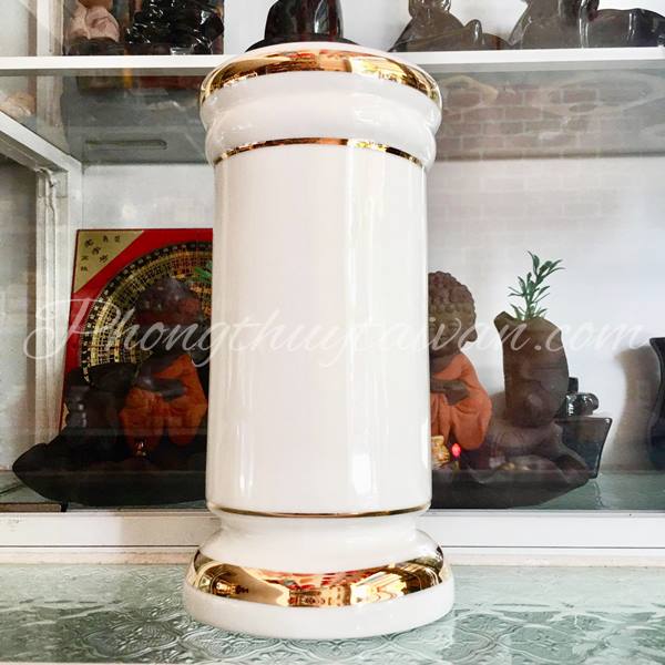 Bộ đồ cúng Sứ Trắng trơn Viền Vàng - thờ cúng