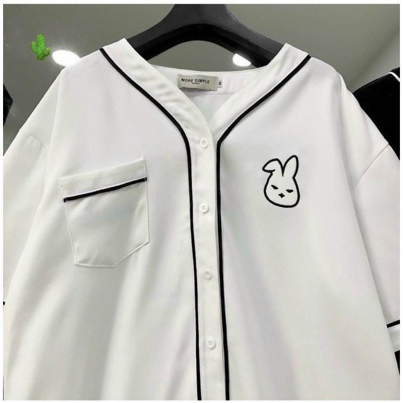 Áo Sơ Mi Tay Lỡ Form Rộng Viền Chỉ Nổi LOGO THÊU Nam Nữ Unisex