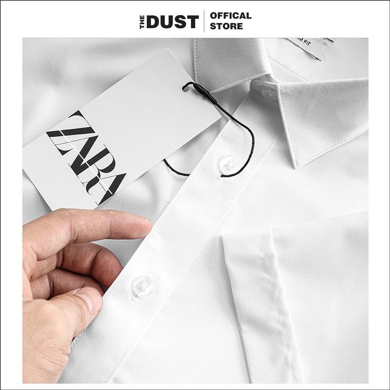 Áo sơ mi nam ngắn tay trơn cổ bẻ basic The Dust - Form slim fit - Sơ mi nam công sở vải cotton lụa cao cấp