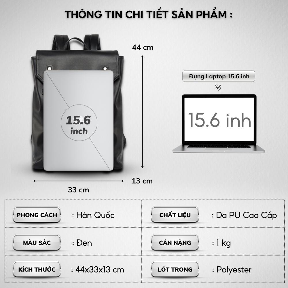 Balo da thời trang nam nữ,Da PU Cao Cấp,Ba lô đựng Laptop 15.6 inh -Chống thấm nước, Kiểu dáng trẻ trung,cá tính - 