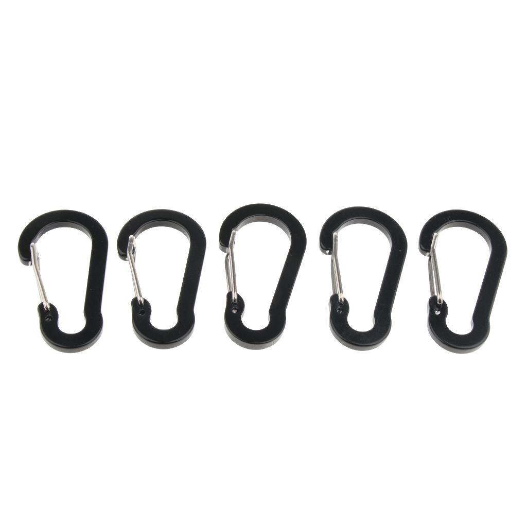 5pcs Key Chain Buckle Spring Snap Hook Outdoor Clip Water Bottle Hook Black