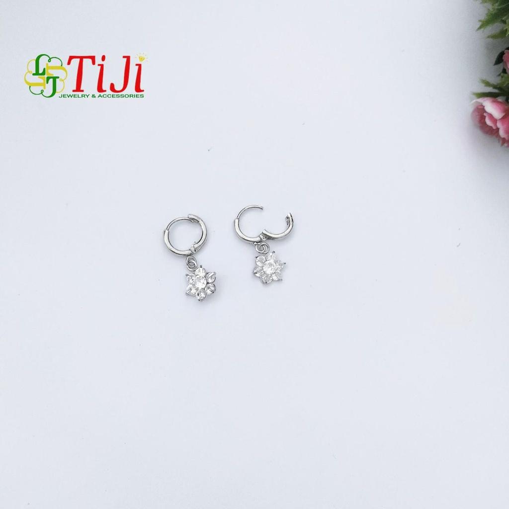 Bông tai inox khoen tròn tòn ten hoa mai sáng đẹp không đen không gỉ sét