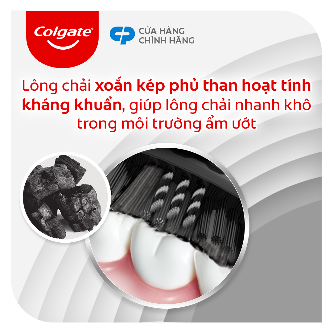 Bàn chải điện Colgate Sonic 360 Charcoal với lông chải phủ than kháng khuẩn