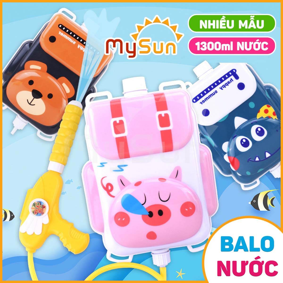 Balo súng phun bắn nước đồ chơi mini giá rẻ cho bé bắn xa siêu mạnh MySun