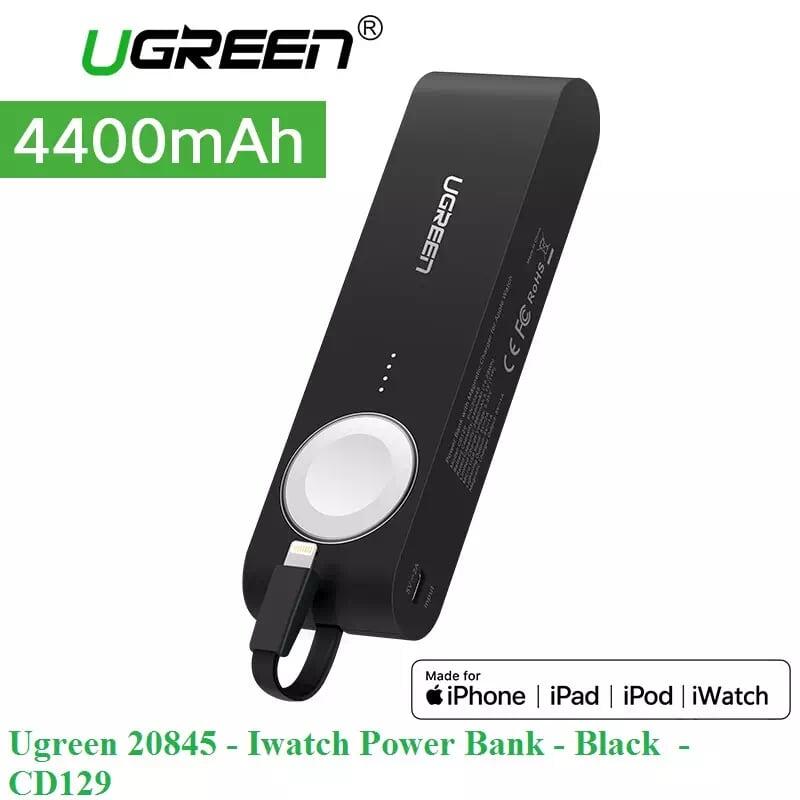 Ugreen UG20845CD129TK 4400mAh màu Đen Sạc dự phòng + cáp sạc Iphone + đồng hồ Apple có chip MFI - HÀNG CHÍNH HÃNG