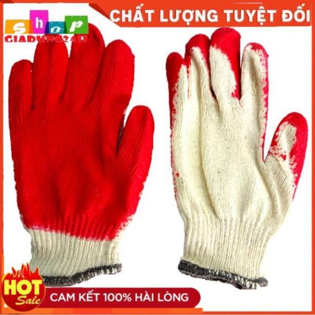 Găng tay sợi phủ cao su đỏ - loại 1 phủ sơn dày