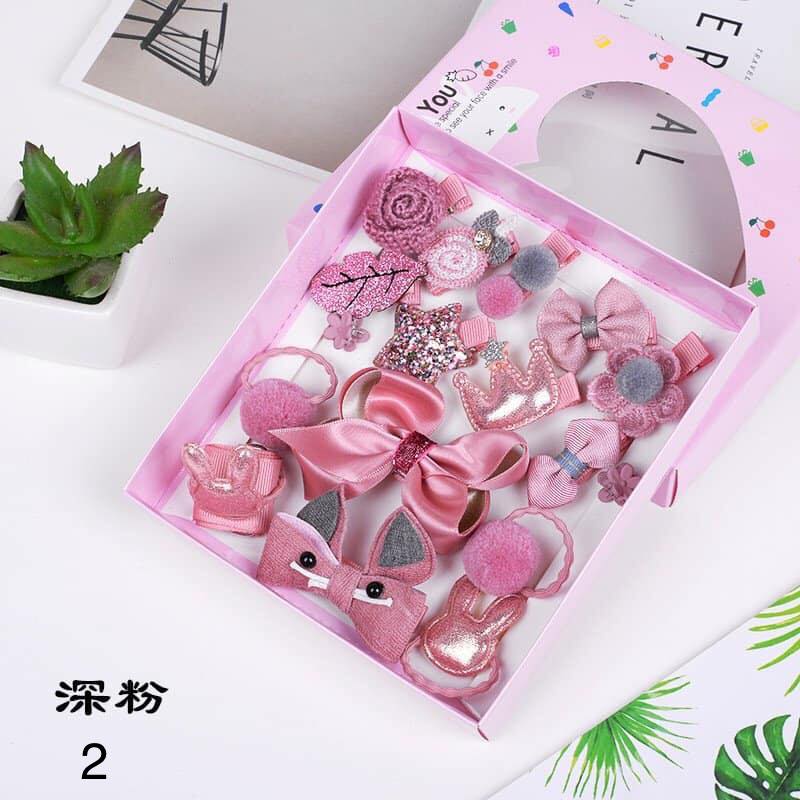 Hộp Phụ Kiện Tóc 18 Chi Tiết Kẹp Tóc Dây Cột Tóc Làm Quà Tặng Dễ Thương Phụ Kiện Tóc Cho Nữ Và Bé Gái