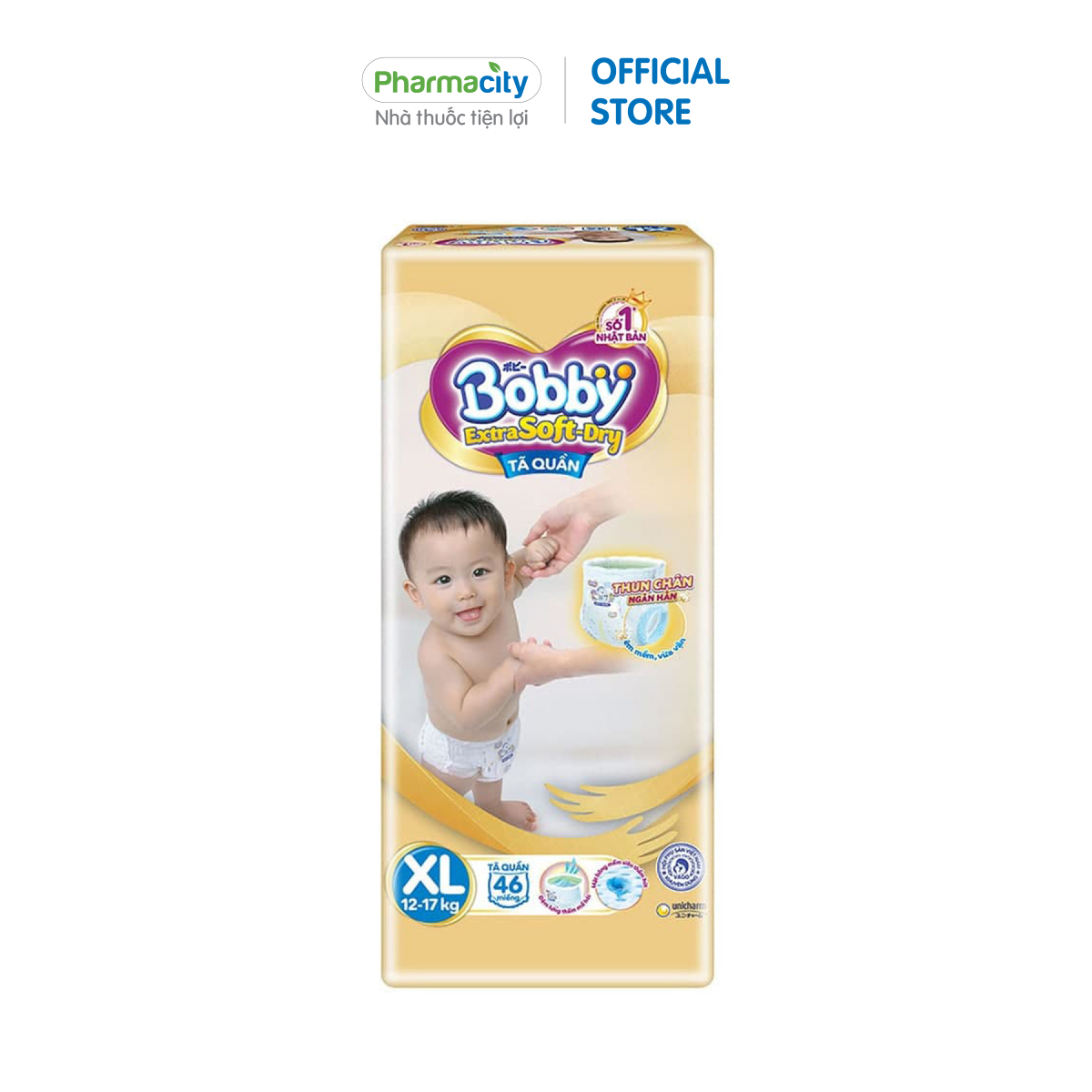 Tã quần em bé Bobby Extra Soft Dry size XL (Gói 46 miếng)