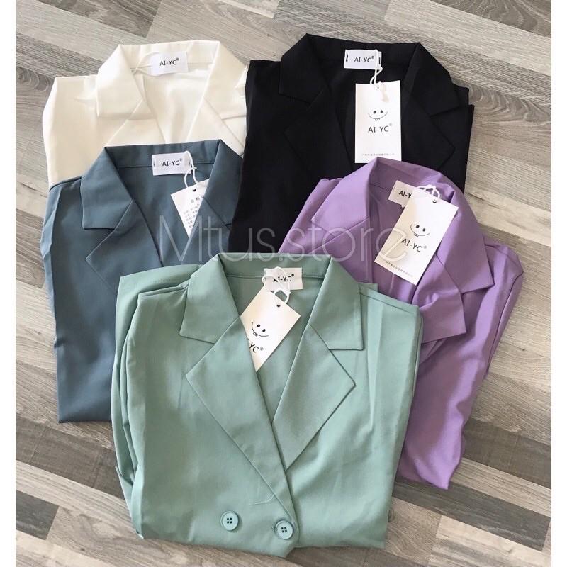 Áo vest ngắn tay 4 cúc - áo blazer ảnh thật