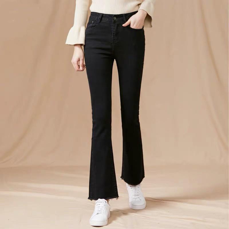 Quần jean dài BIG SIZE ống loe màu xanh đậm