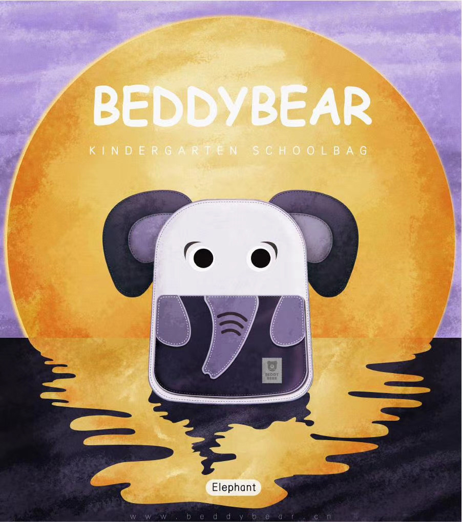 Balo đi học Beddybear Happy Paradise Cho Bé từ 2 tuổi / họa tiết con Voi