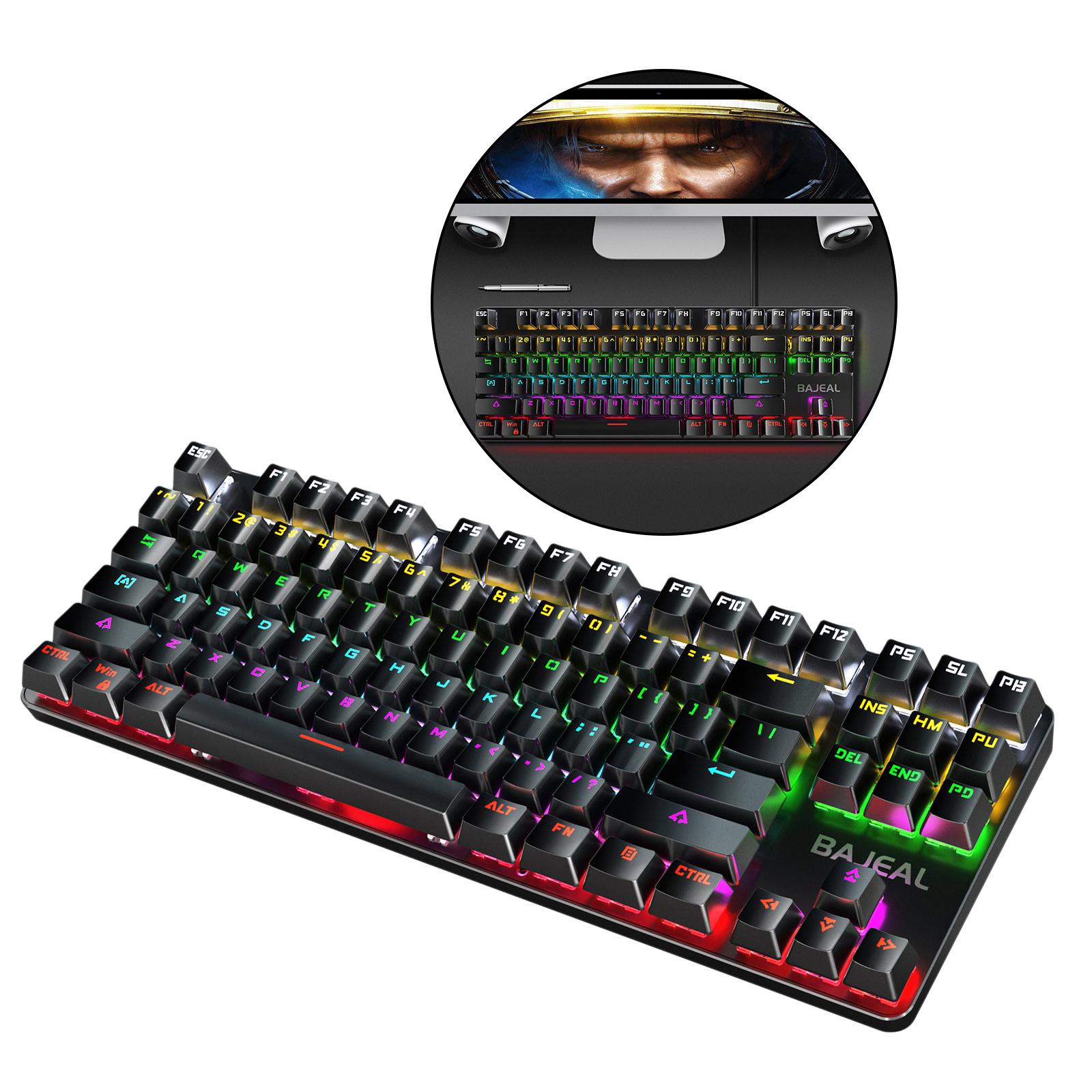 Gaming Mini Compact 87 Keys Wired Mechanical Keyboard Anti-ghosting Backlit for Computer