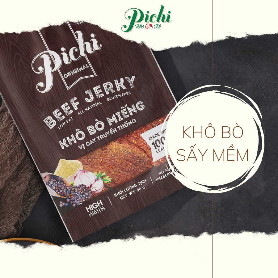 Pichi Khô Bò Miếng Sấy Mềm Vị Cay Truyền Thống 50g