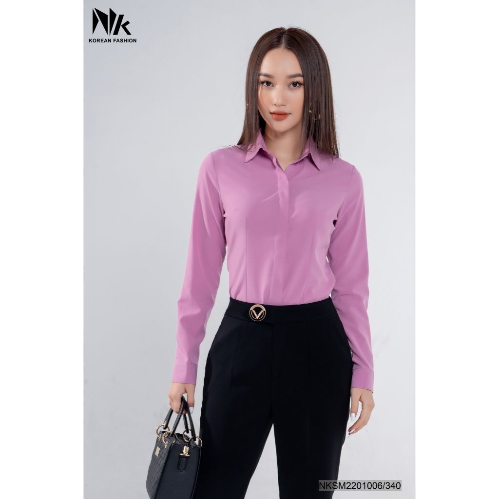 Áo Sơ Mi Nữ Dài Tay Công Sở NK Fashion Thiết Kế Cổ Đức Thanh Lịch, Chất Vải Mềm Mịn Thấm Hút Tốt NKSM2201006