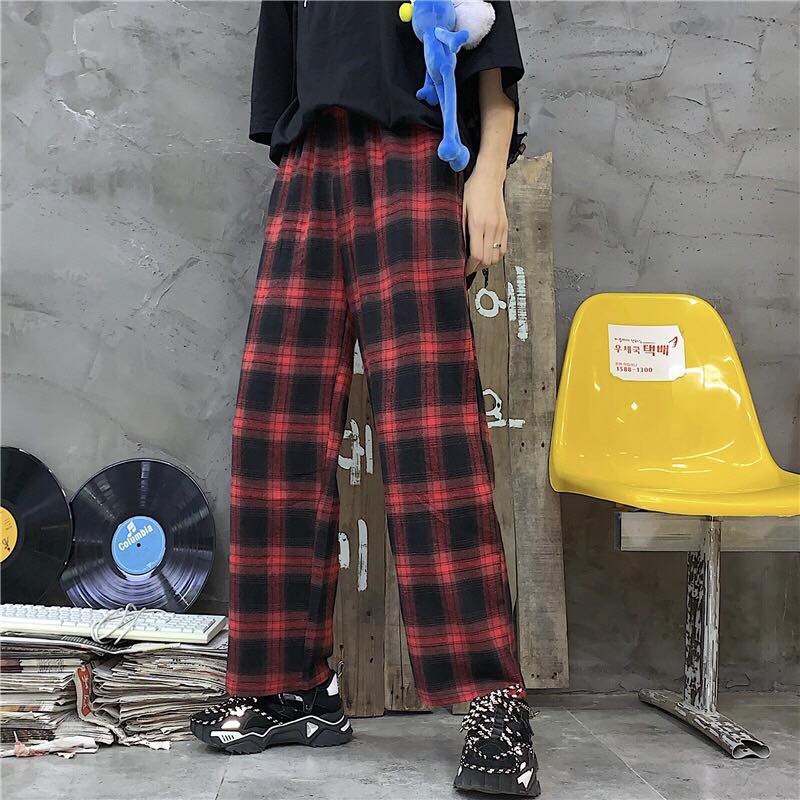 Quần Sọc Caro Unisex Quần Baggy Caro Lưng Thun Plaid Pants Cao Cấp - MM