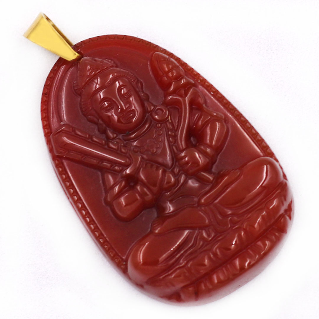 Mặt Phật Hư Không Tạng Bồ Tát thạch anh đỏ 3.6cm - Phật bản mệnh tuổi Sửu, Dần