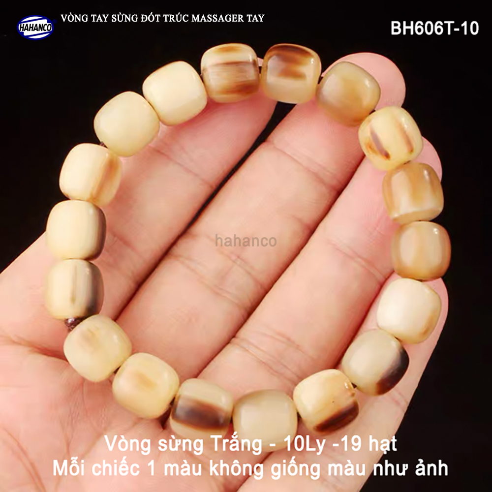 Vòng tay đốt trúc sừng bò Châu Phi màu trắng (BH606T) Phong Thủy- Tài Lộc và Phú Quý cho người sở hữu