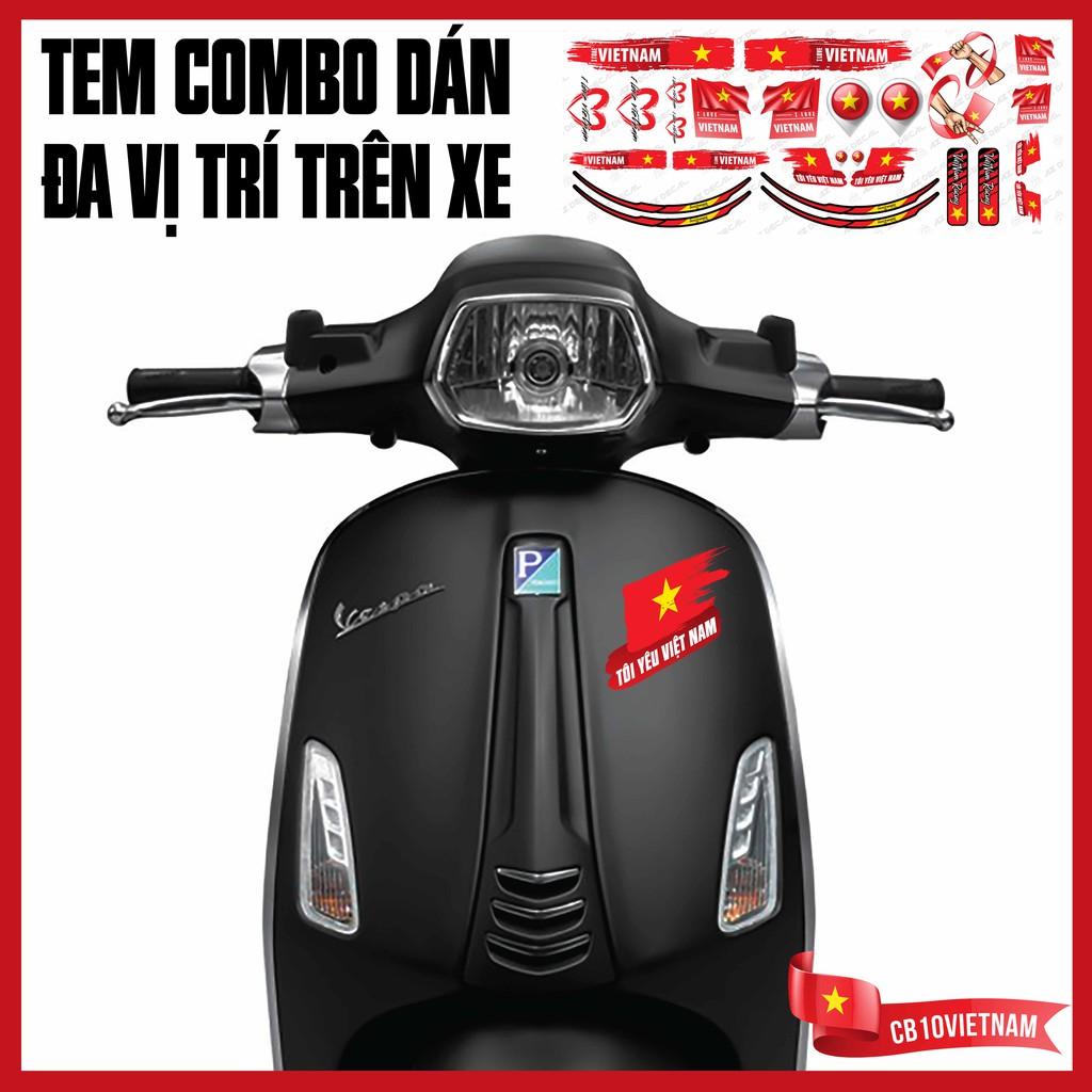 Tem Xe Máy Đa Vị Trí Chủ Đề Việt Nam | CB10VIETNAM | Decal Dán Cho Mọi Dòng Xe, Chống Nước, Chống Bay Màu
