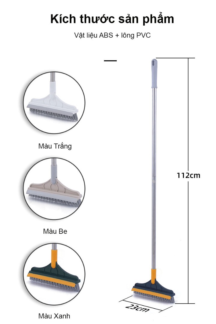 Cây Chà Sàn Nhà tắm  Kitimop - Z4 thiết kế đầu gạt nước và đầu chổi xoay 120 độ quét nhà siêu sạch mọi góc bẩn