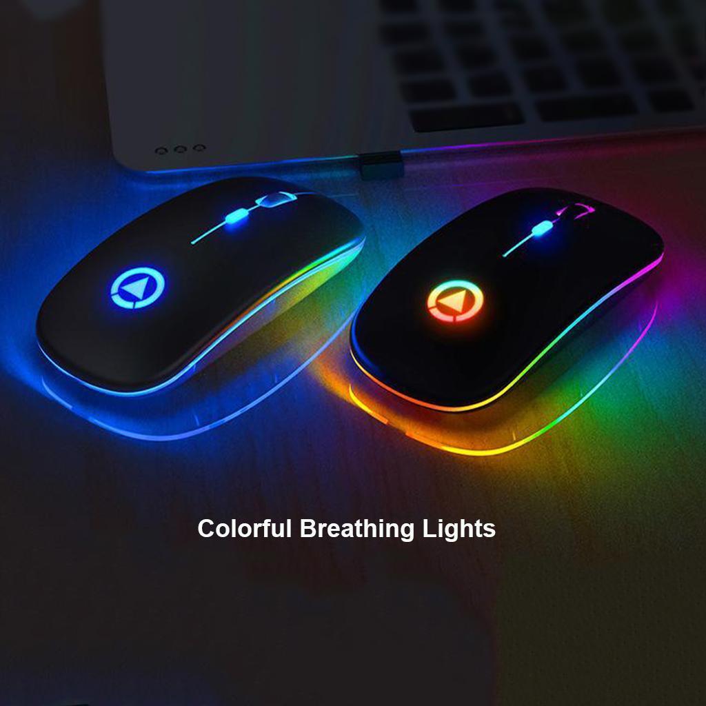 2Pcs Wireless Bluetooth Mouse Rechargeable LED Backlit Less Noise Portable