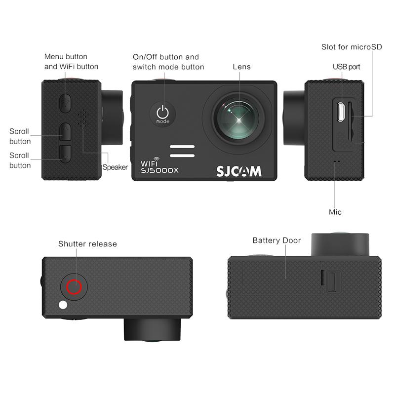 SJCAM SJ5000X Camera Hành Động Elite 4K 24FPS 2K@30fps WiFi Lặn 30M Chống Nước Con Quay Hồi Chuyển Mũ Bảo Hiểm Chống Rung Camera Lặn Sprots DV