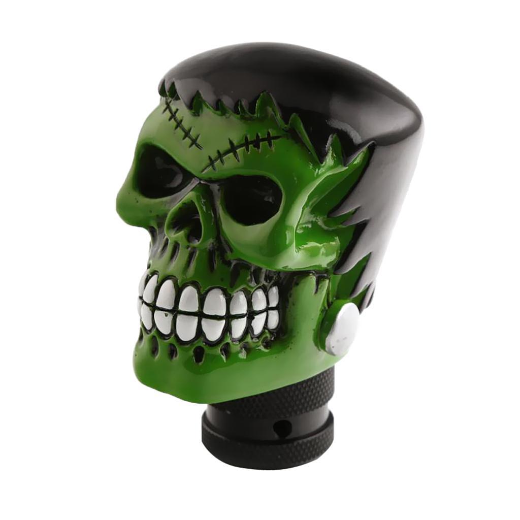 Universal Car Manual Gear Lever Head Eyebrow Skull Shifter Green