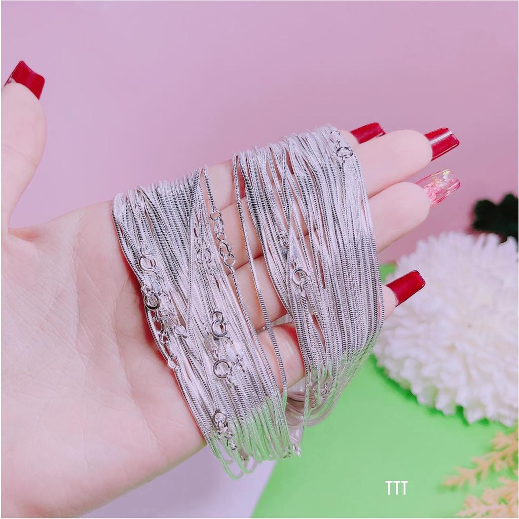 Dây chuyền sợi mỳ bạc ta s99 nữ đeo xinh xắn MS135,phụ kiện trang sức,Vàng bạc an chi