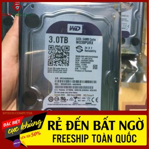 Ổ CỨNG HDD PC WesternDigital 3TB Purple (Chuyên Camera) - BH 24 THÁNG SPTECH COMPUTER