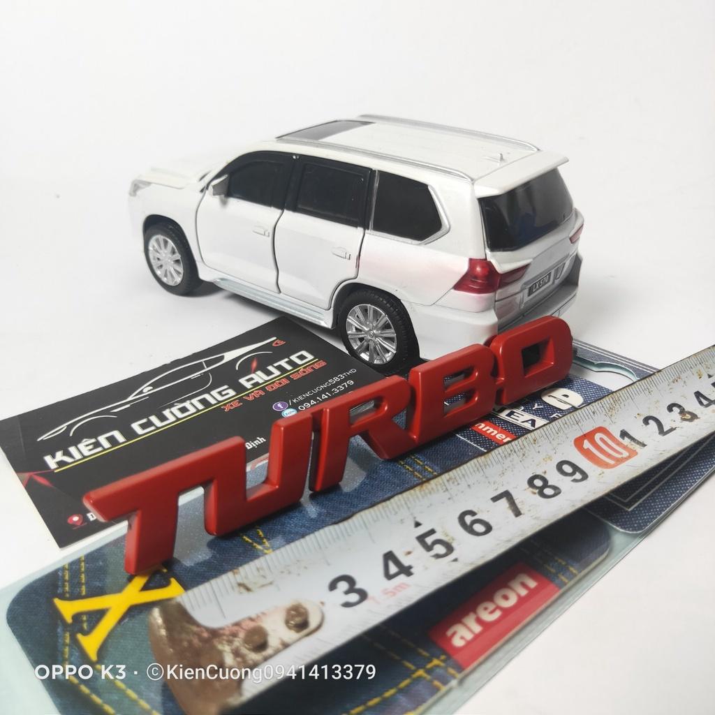 Logo chữ Kim loại TURBO dán trang trí ô tô dài 10cm