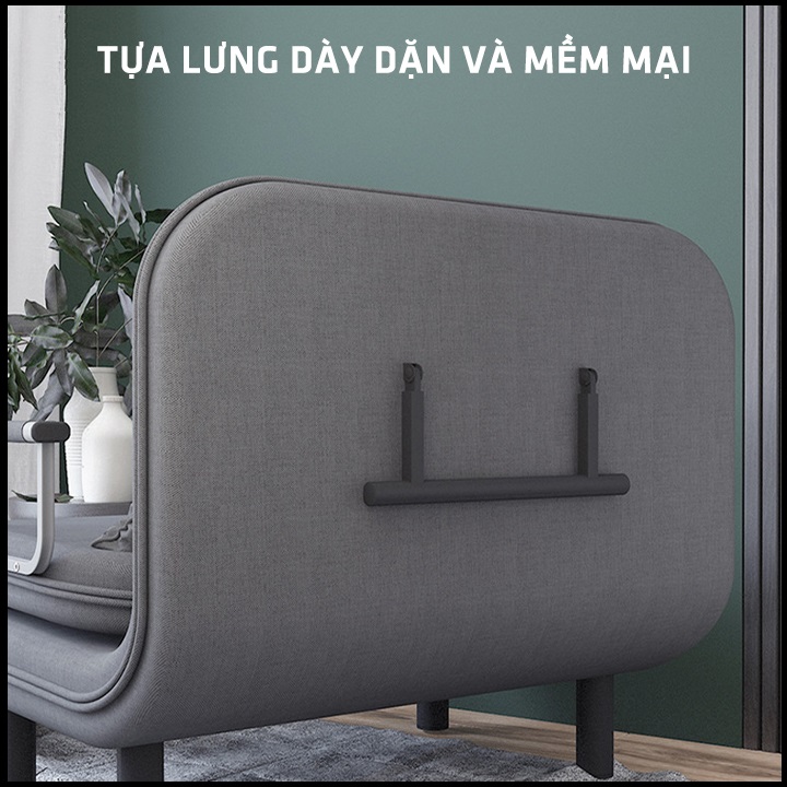 Giường sofa gấp gọn thành ghế sofa. Ghế sofa giường phong cách Hàn Quốc, khung sườn thép chịu lực chắc chắn với nhiều chế độ ngả lưng.