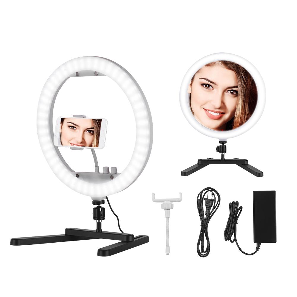 Đèn LED vòng để bàn chụp ảnh tự sướng 13 inch 30W Ánh sáng lấp đầy có thể làm mờ vô cấp 3200K-5600K với giá đỡ để bàn
