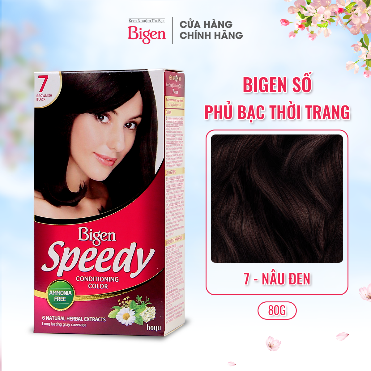 Thuốc Nhuộm Dưỡng Tóc Phủ Bạc Thảo Dược Bigen Speedy Thương Hiệu Nhật Bản 80Ml Dạng Kem - Bscc Số 7 - Nâu Đen