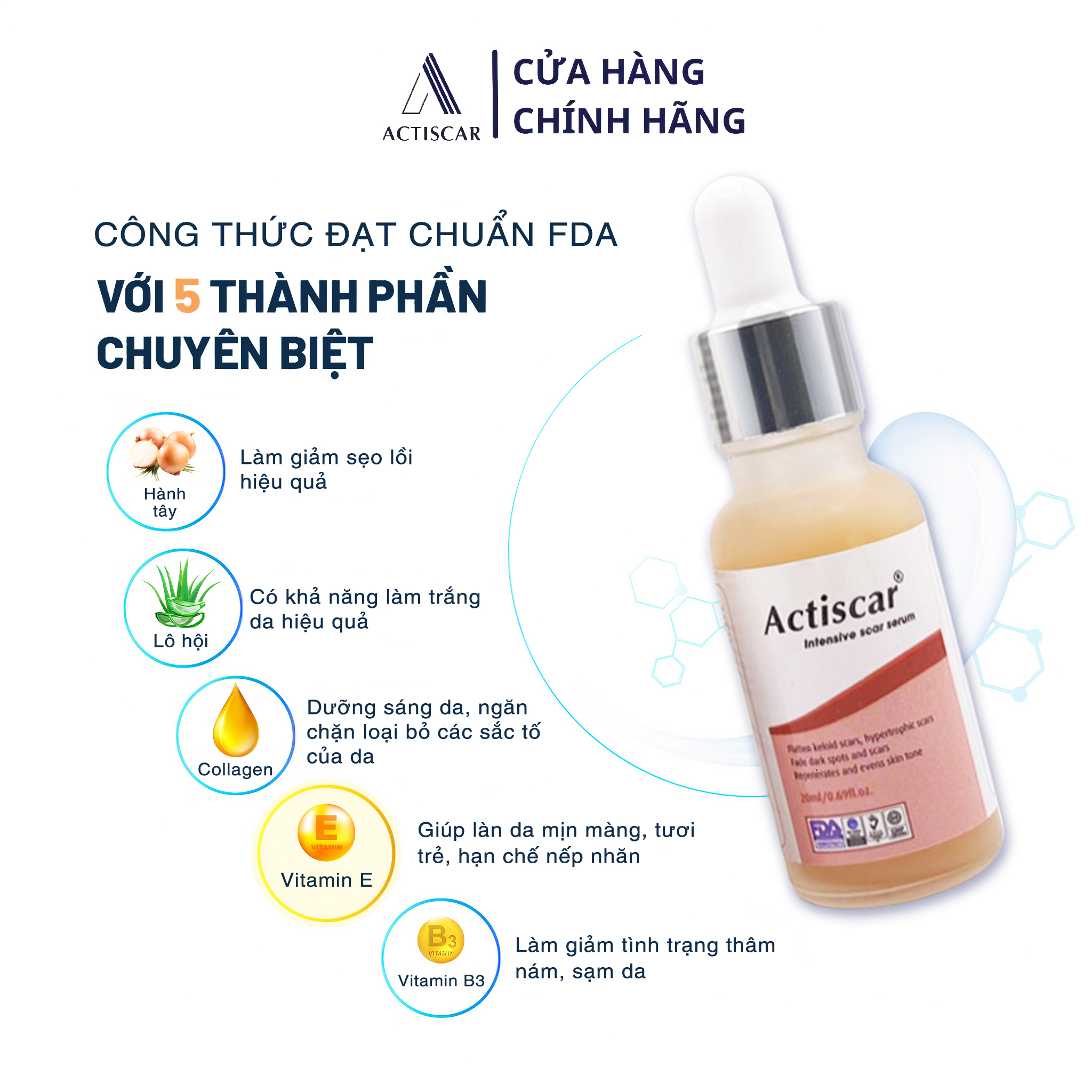 Serum Xóa Sẹo Lồi, Sẹo Phì Đại Actiscar 20ml ( Màu đỏ )