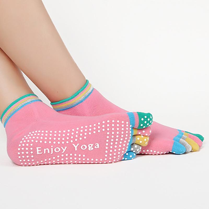 Blossomora Non-Slip Ladies Dance vớ cotton thể thao khỏe mạnh tất năm chân Color: Colorful Gray Size: EUR 35-39