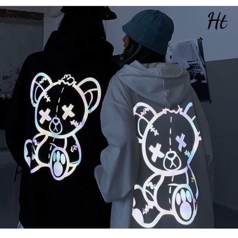 Áo hoodie gấu bông vá XX phản quang H26