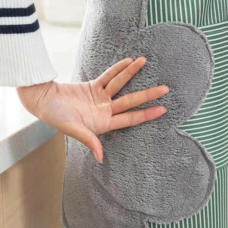 VB41 Tạp dề kẻ hoa CÓ KHĂN LAU TAY BÊN HÔNG, CÓ TÚI ĐỂ ĐIỆN THOẠI chống thấm nước