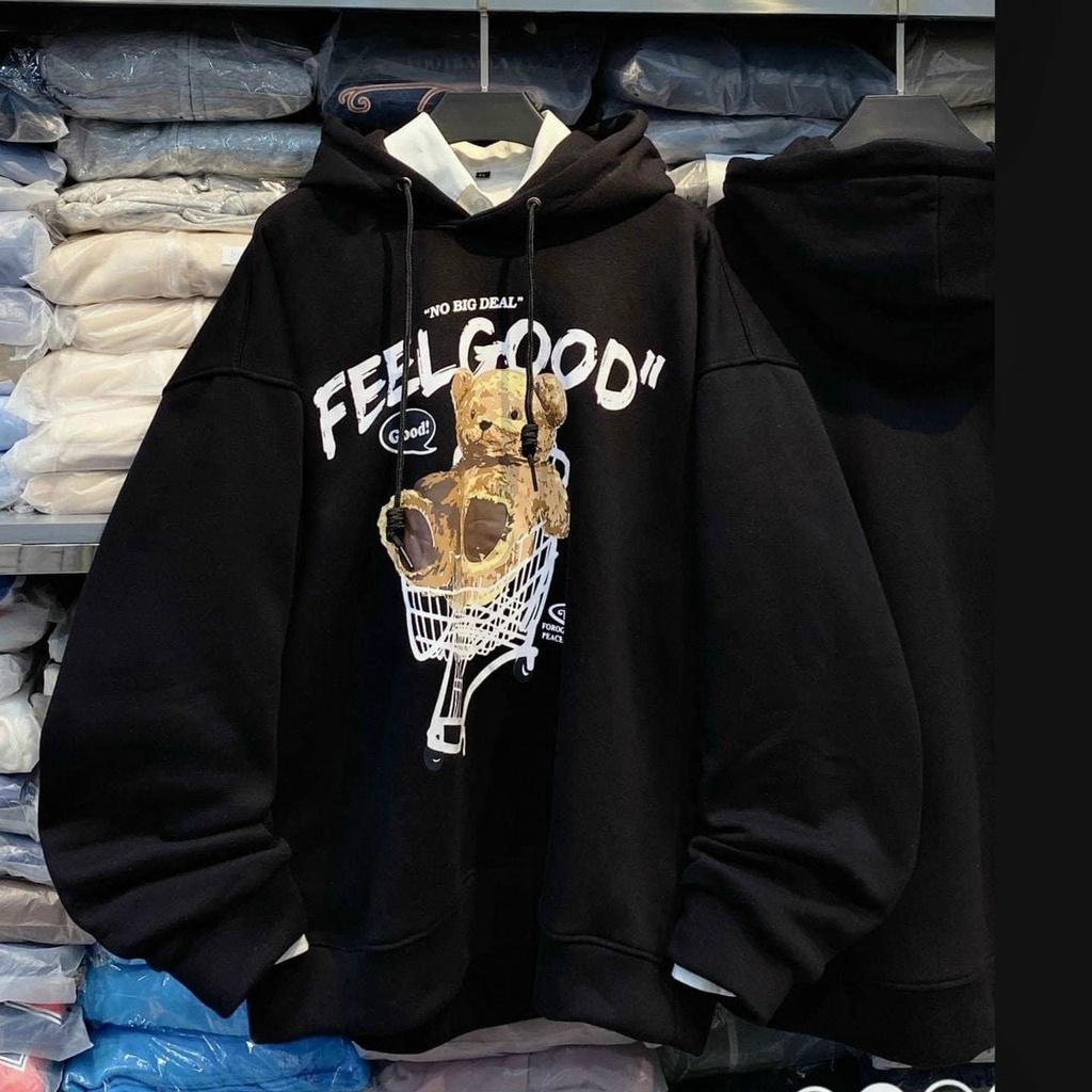 Áo Hoodie Nữ FEEL GOOD Chất Nỉ POS Cao Cấp Thiết Kế Tay Phồng Dáng Rộng Cá Tính Siêu Đẹp