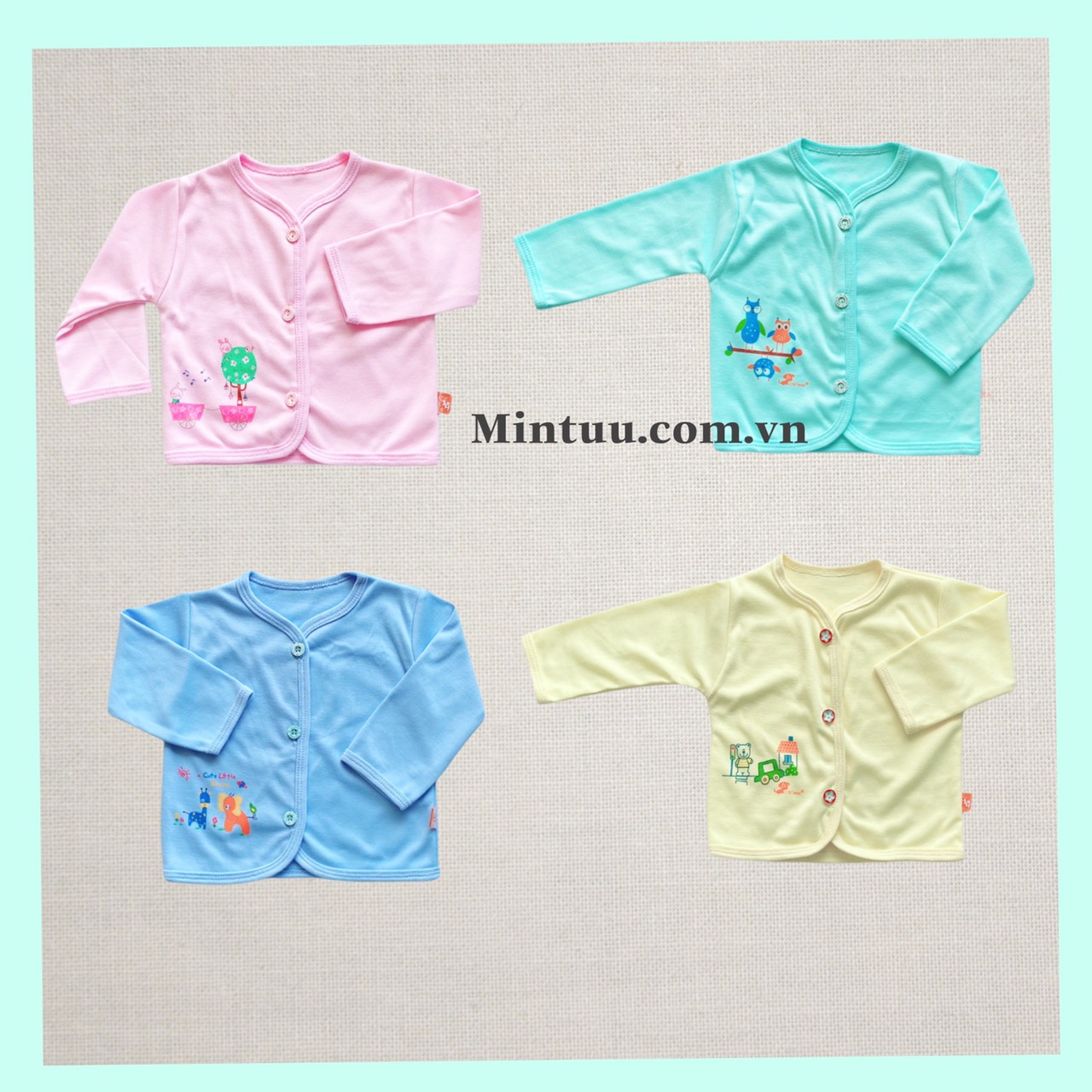 Áo thu đông màu cho bé sơ sinh, thương hiệu MINTUUU cho bé 0 - 2 tuổi