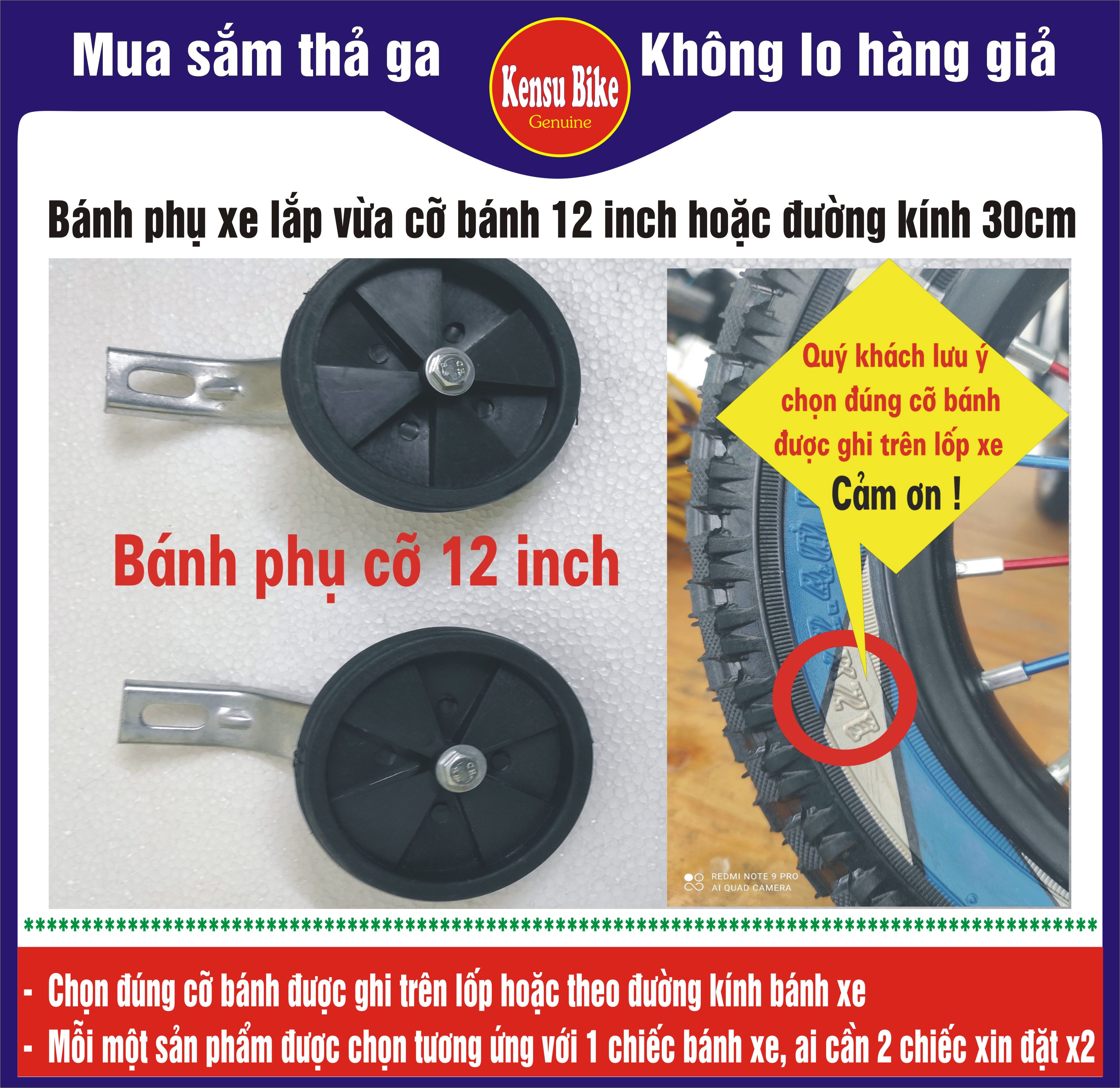 Bánh phụ cho xe đạp trẻ em cỡ bánh từ 12-14-16-20 inch
