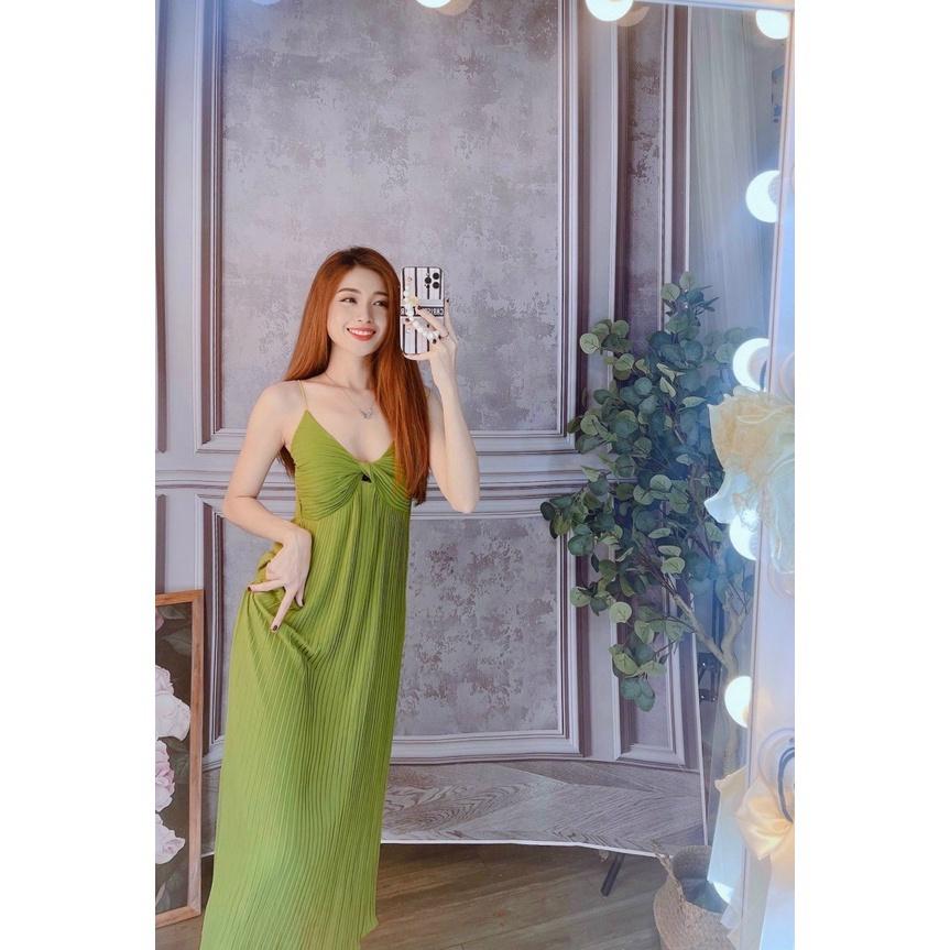 Đầm maxi hai dây nhỏ dập ly xoắn ngực siêu đẹp bkfrreship