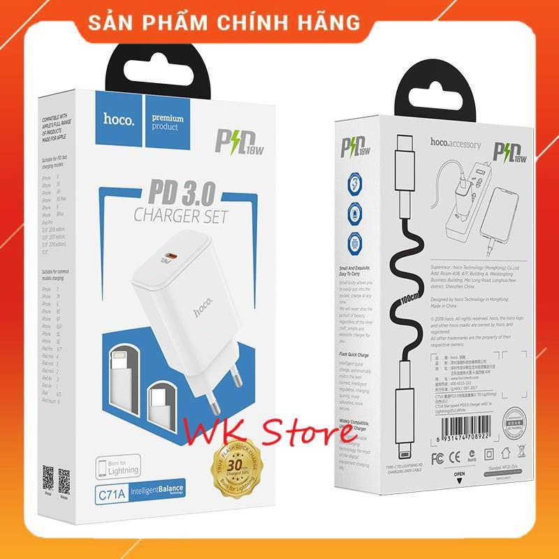 Bộ sạc nhanh cho Iphone Hoco C71A (hỗ trợ sạc nhanh 18w) hàng chính hãng