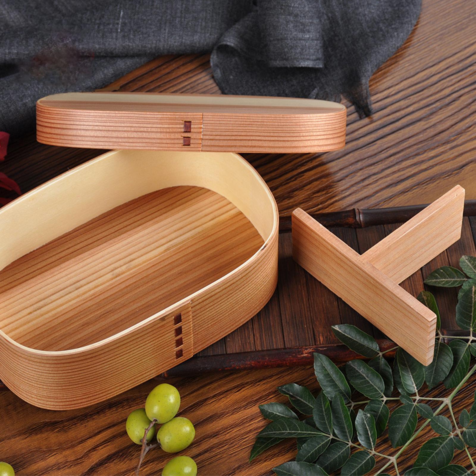 Wooden Lunch Box Sushi Container Picnic Food Carrier for Camping School Home
