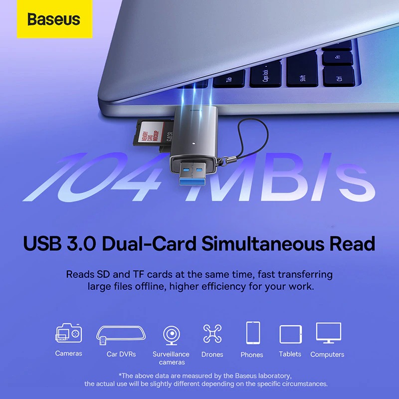 Đầu Đọc Thẻ Nhớ Đa Năng Tốc Độ Cao Baseus Lite Series USB-A &amp; Type-C to SD/TF Card Reader Cho Smartphone/ Tablet/ Macbook/Laptop - Hàng Chính Hãng