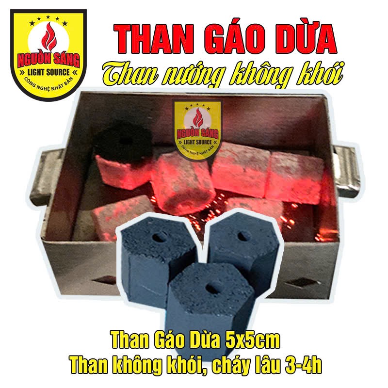 5kg Than gáo dừa Nguồn Sáng loại 1 không khói