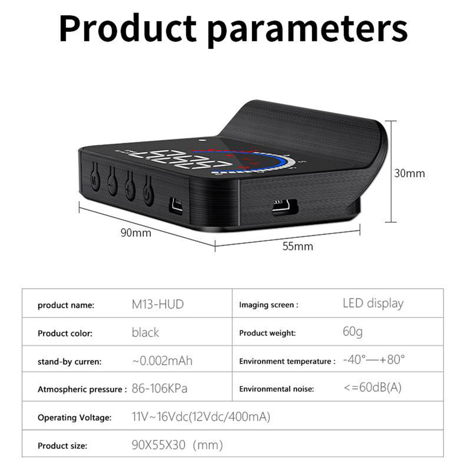 M13 Auto HUD Head Up Display Windshield Projector II Warning System