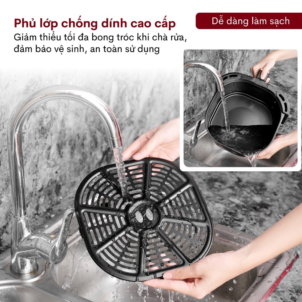 Nồi chiên không dầu 6.5 Lít FujiHome A6GG nhập khẩu tặng kèm kẹp gắp cao cấp inox - HÀNG CHÍNH HÃNG