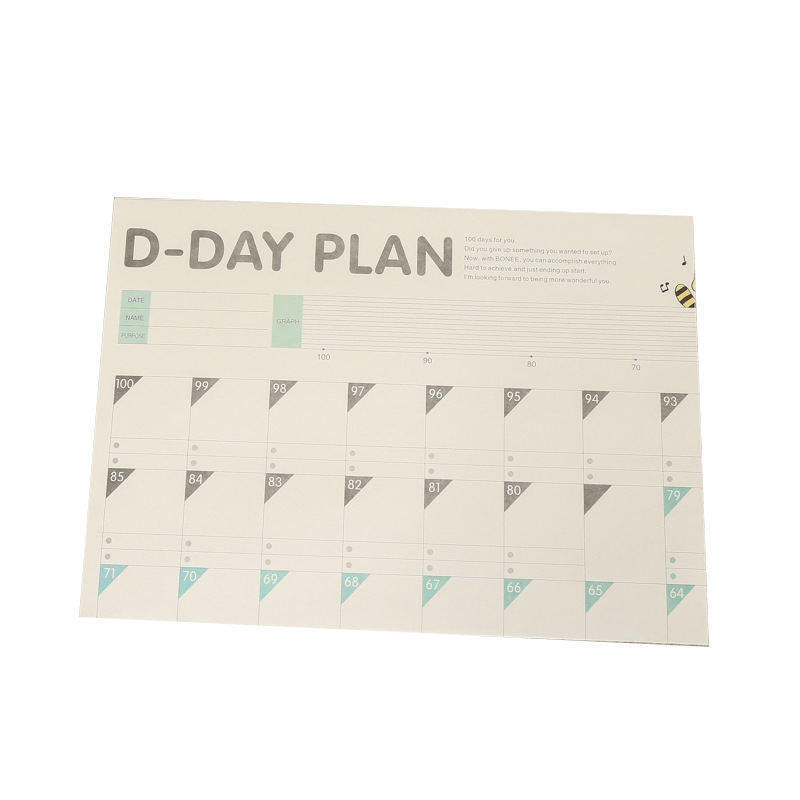 100 tờ D-DAY PLAN lên kế hoạch trong tuần, lên lịch trình, ghi chú ngày lễ quan trọng PK1327