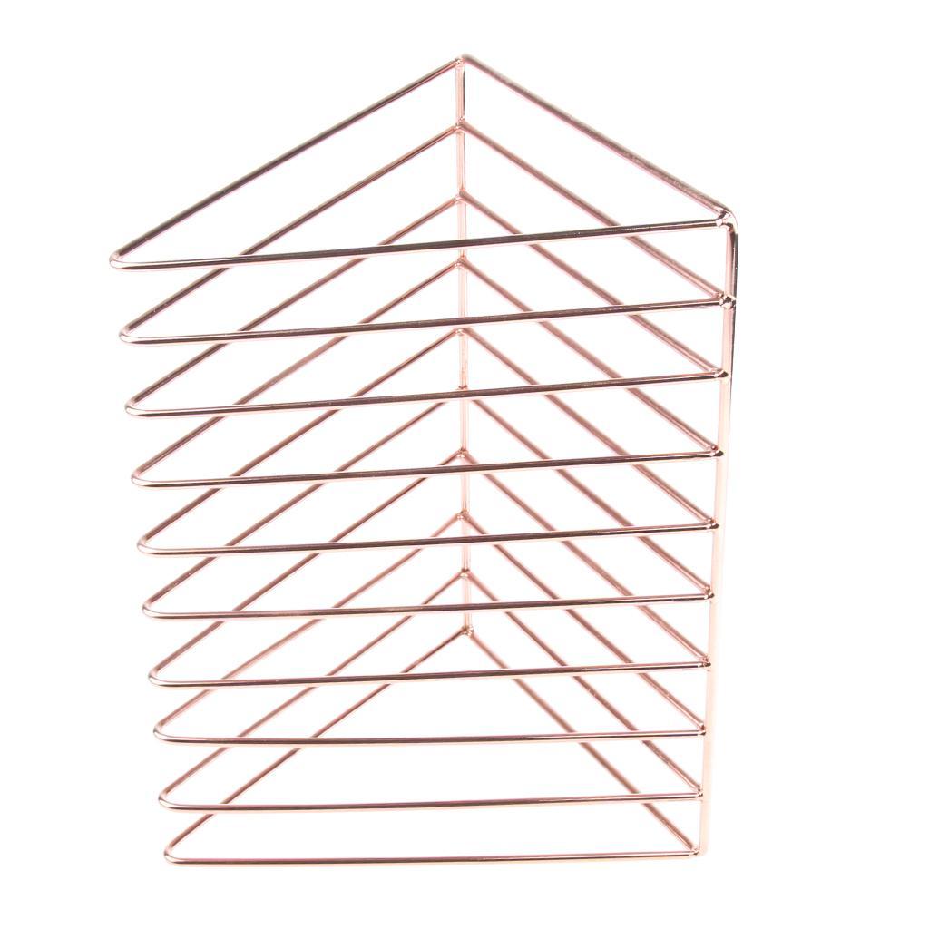Chic Rose Gold Metal Bookshelf Magazine Book Stand Rack Holder, Desktop Organizer